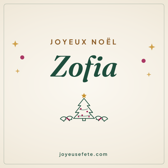 Image carrée « Joyeux Noël Zofia » pour WhatsApp