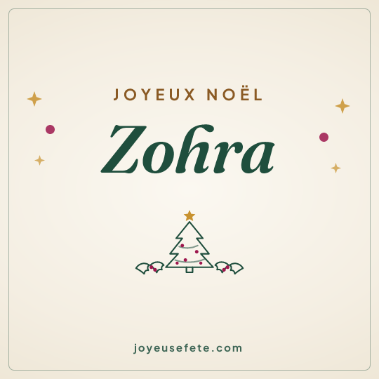 Image carrée « Joyeux Noël Zohra » pour WhatsApp