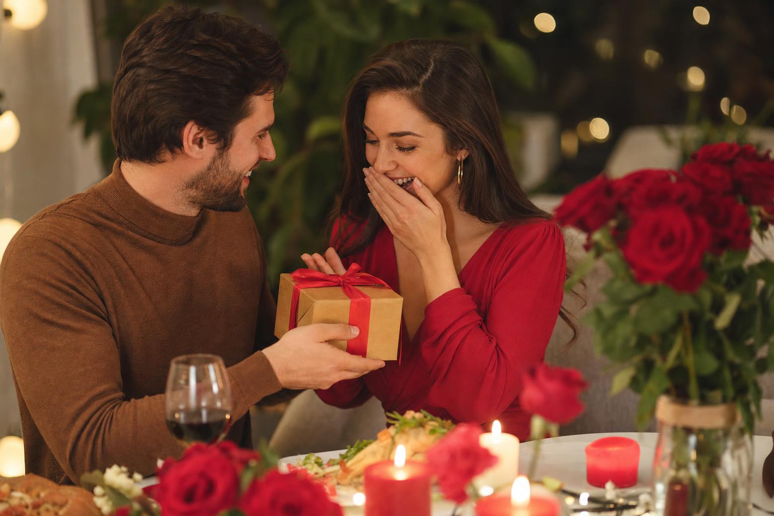 Un couple enlacé lors d'un dîner aux chandelles, tendresse et bonheur